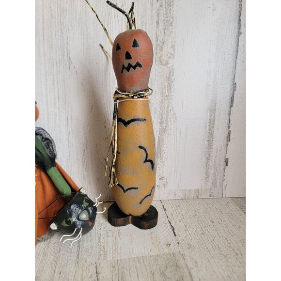 Vintage doll pumpkin jack of lantern primitive set Halloween gourd fall decor fi - Picture 4 of 7